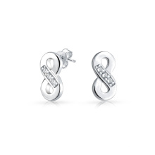 925 Silver CZ Infinity Symbol Figure Huit petites boucles d&#39;oreilles